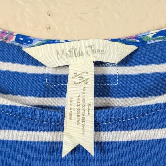 Matilda Jane Women's sz S The Road Ahead Blue White Striped Maxi Dress pockets - Picture 3 of 8